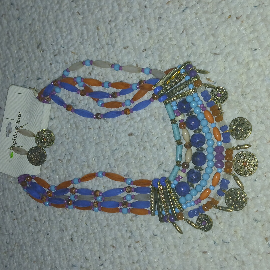 Colorful Beaded Necklace And Earring Set